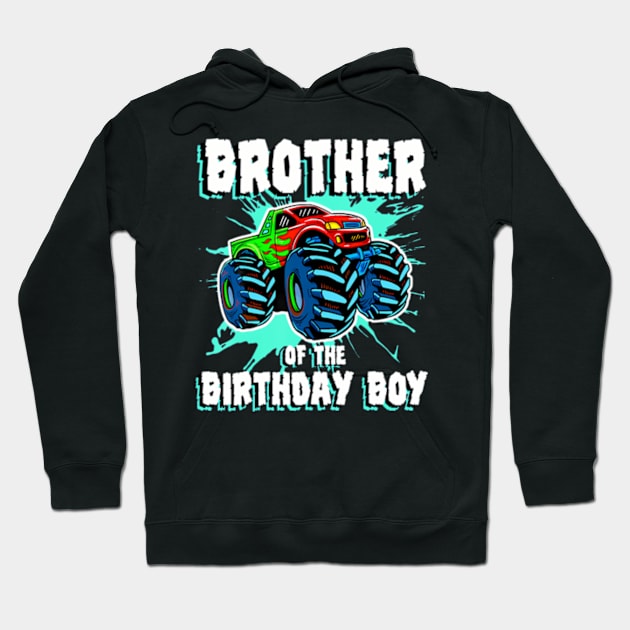 Brother Of The Birthday Boy Monster Truck Birthday Party Hoodie by Zoe Hill Autism